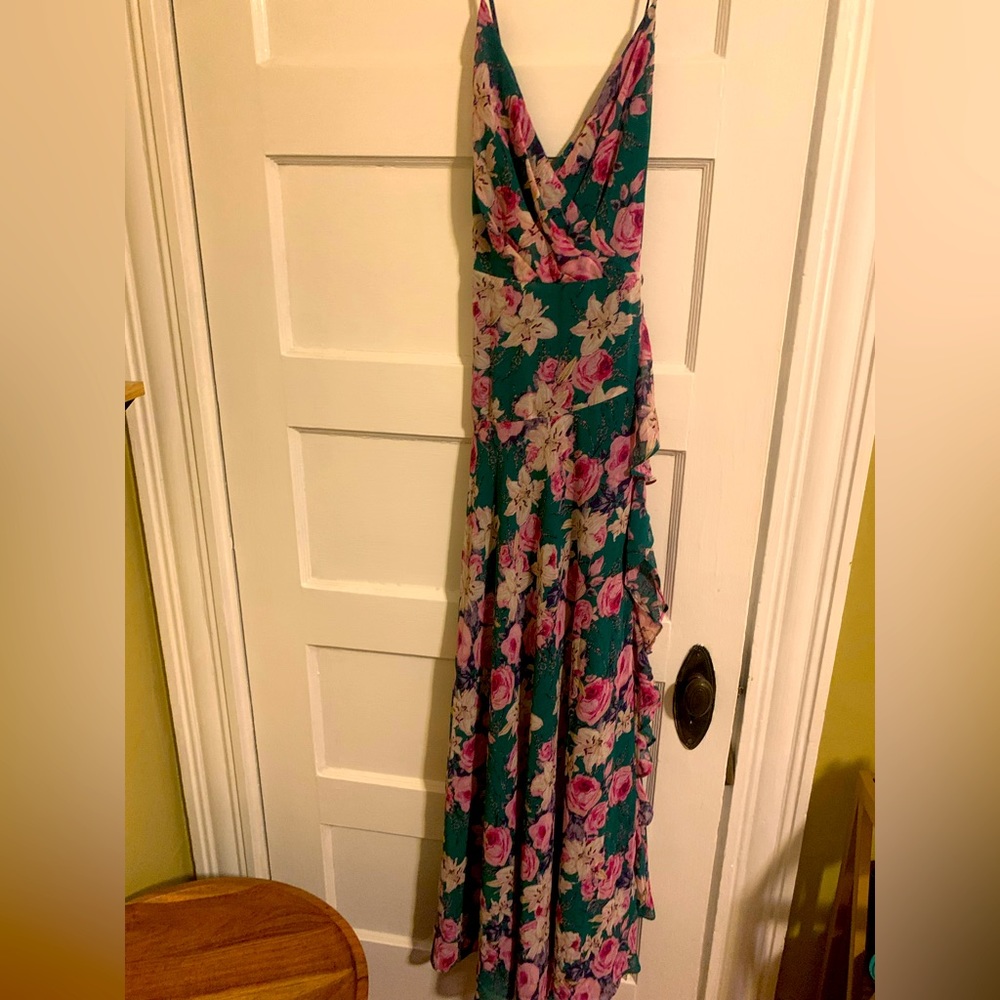 ASTR the Label Holland Floral Maxi Dress, size M. Color: Green-Pink Floral.
